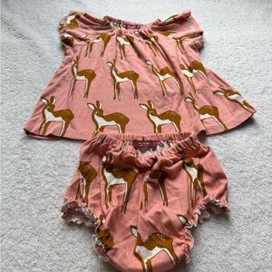 Milkbarn Pink and Brown Deer Print Diaper Cover Set